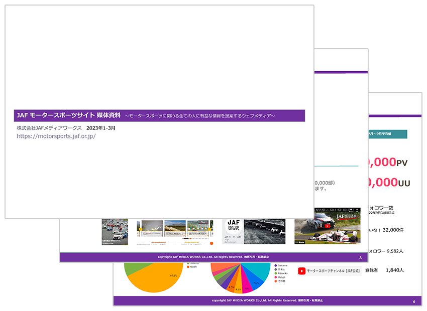 JAFモータースポーツウェブサイト 媒体資料のサンプル