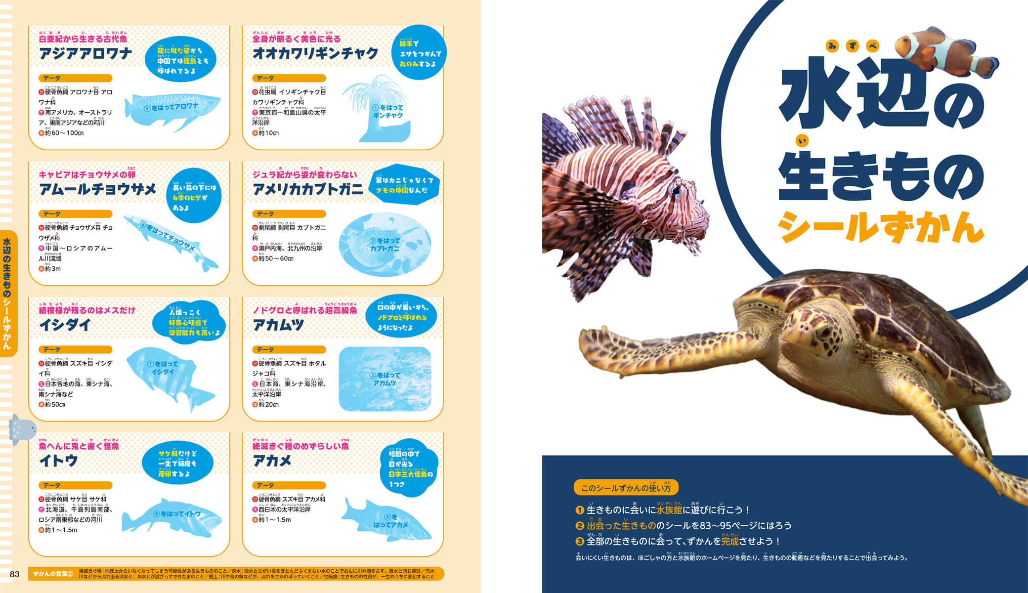 シールずかんde水族館ガイド／全国版_本文見本03_シール台紙｜(株)JAFメディアワークス